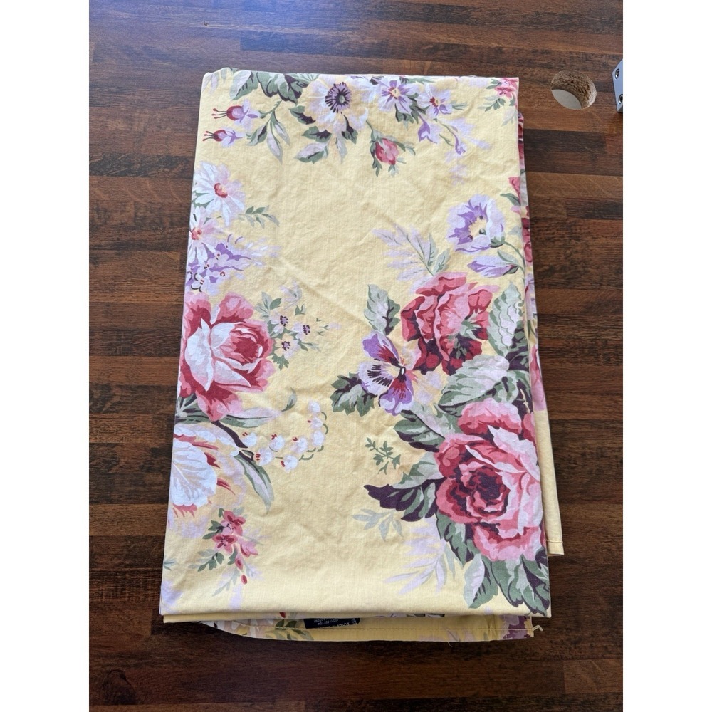 Vintage Ralph Lauren Yellow Sophie Brooke Floral FULL Flat Sheet